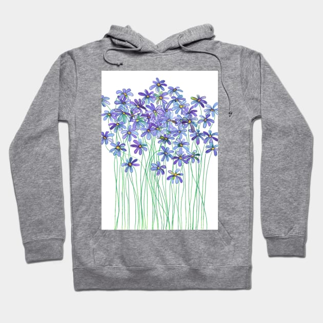 Purple Daisies in Watercolor & Colored Pencil Hoodie by micklyn